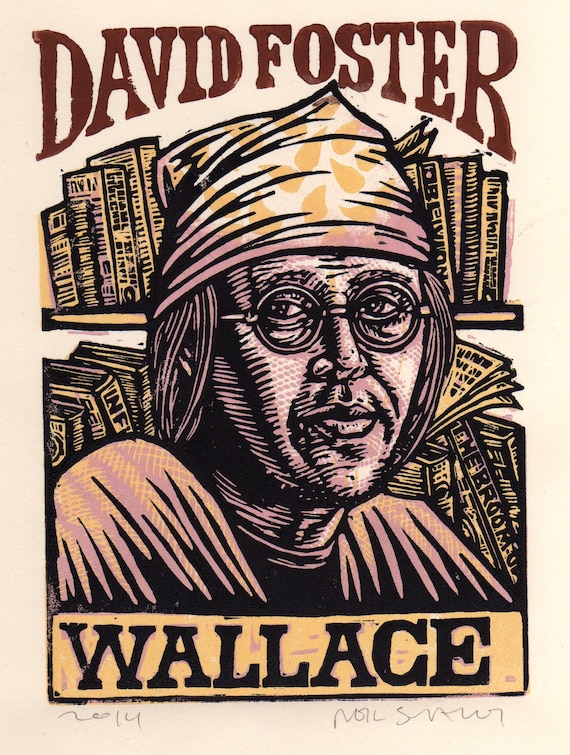 David Foster Wallace Linocut Art Print literary wall decor