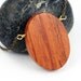Geometric Jewelry : Minimalist Wood Oval Pendant Necklace on Brass