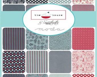 The BOAT HOUSE - Moda Fabric Charm Pack - Five Inch Quilt Squares Quilting Material Blocks