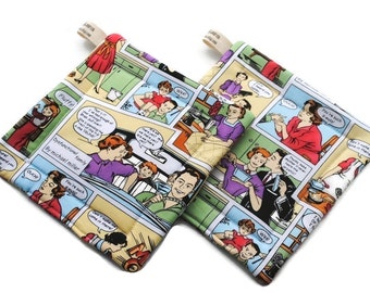 Quilted Pot Holders Set of 2 Dysfunctional Family Michael Miller