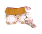 Ballerina Kitty Bag Gold and Pink Girlie Bag with Ribbon Strap