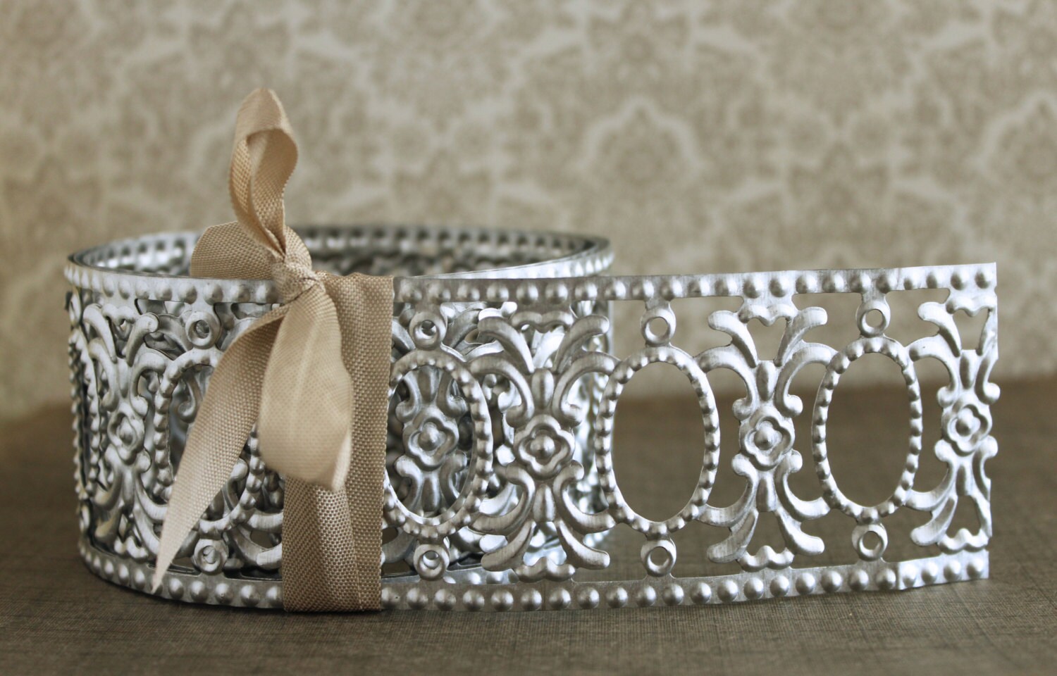 Silver Metal Garland Trim Sale 20% 9 Foot Roll Embossed