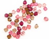 Marsala Mix - 48 Swarovski 4mm Bicone Beads - Swarovski Beads Article 5301 5328 4mm Beads In An Earthy Set Of Wines, Pinks, and Browns