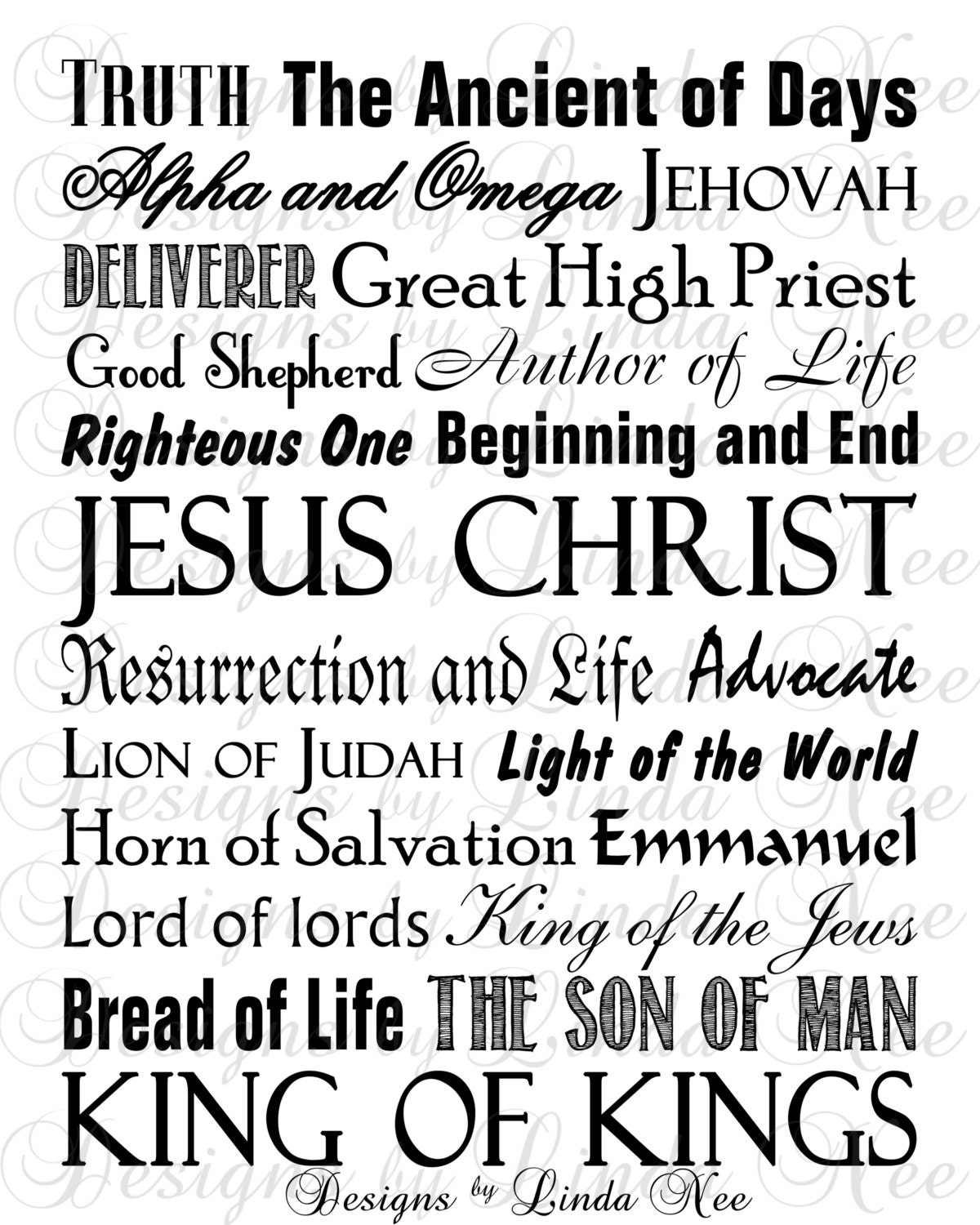 names of jesus printable