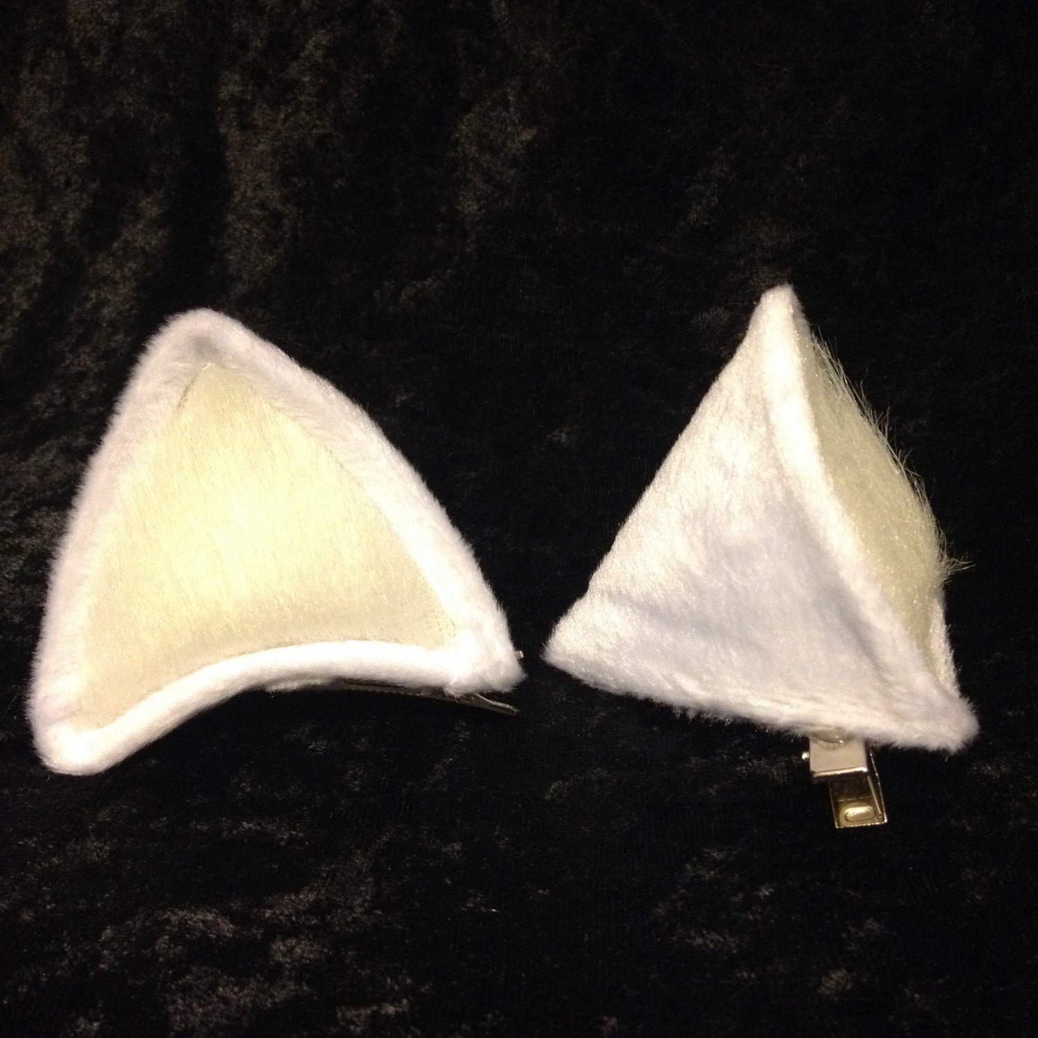 Clip On Cat Ears Pink and White Costume LED Kitty Rave