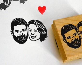 Personalized gift for couple Save the date wedding favors Custom portraits / Custom illustrated portraits stamp wedding / bachelorette