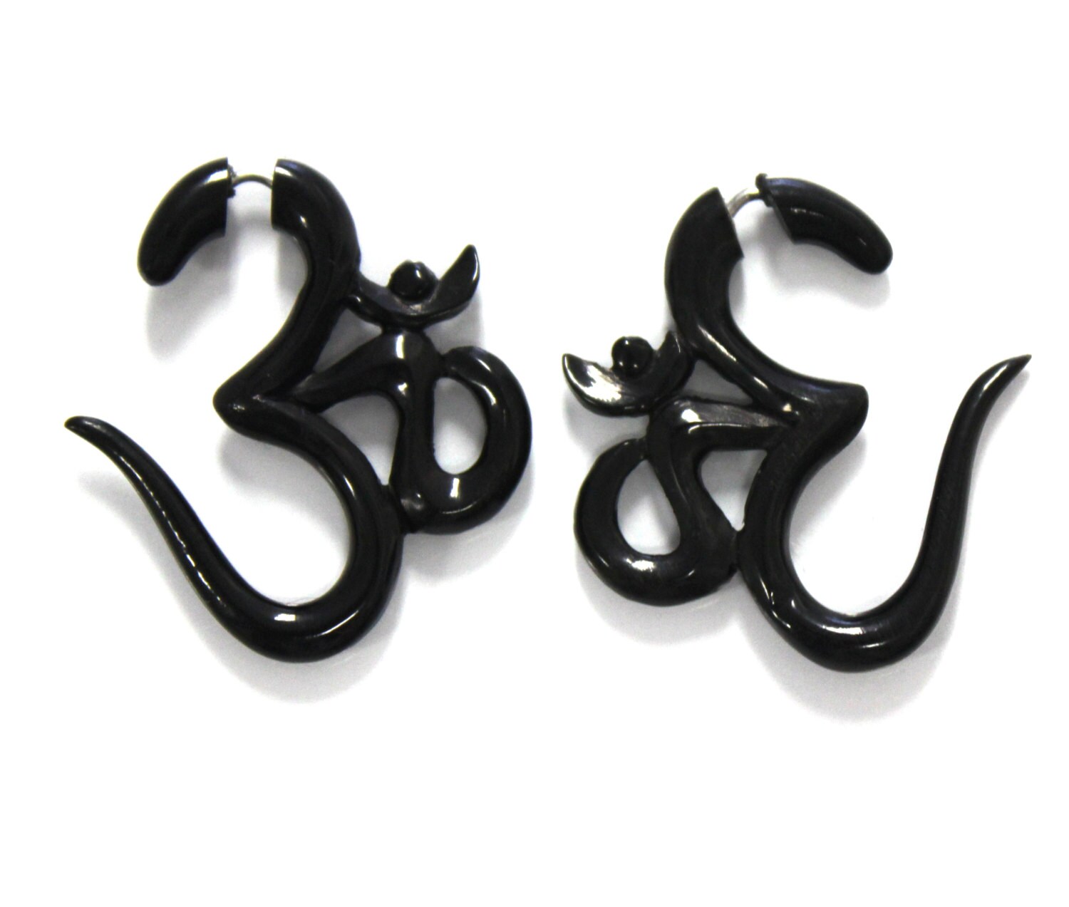 Small OM Fake gauge earrings Organic Split Gauge Sprial