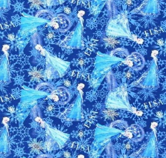 DISNEY FROZEN FABRIC Elsa Blue Cotton Fabric-In by DesignsbyDoreen