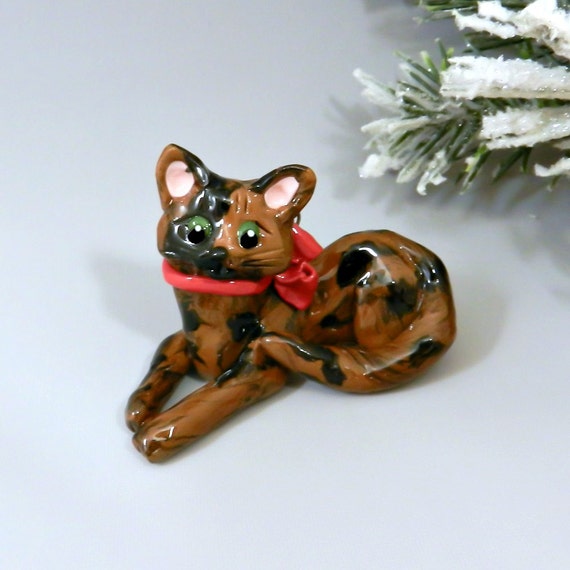Tortoiseshell Cat Christmas Ornament Figurine by TheMagicSleigh