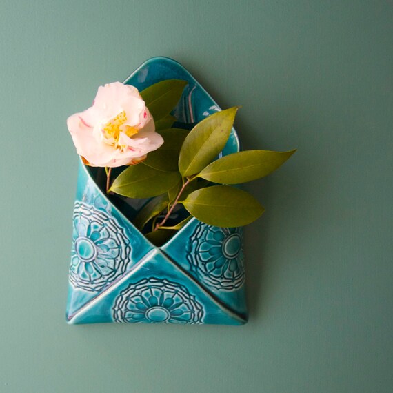 porcelain envelope wall vase by potteryandtile on Etsy