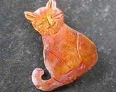 Copper Kitty Cat Brooch Rustic Kitten Pin Feline Fall Fashion Jewelry