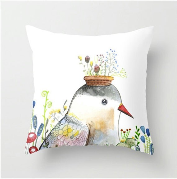 Items similar to Cushion Cover Bird Pillow Cover Throw Floral Modern