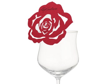 Rose Place Cards - glass, flower, rose, cutout, placecard