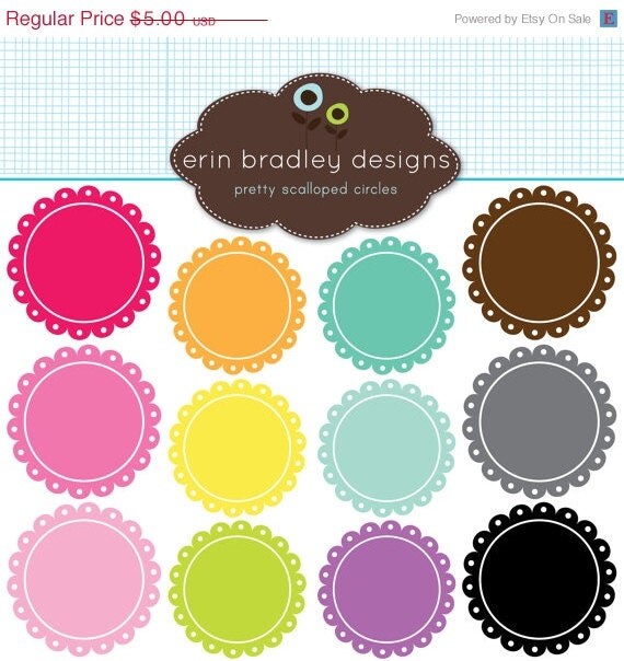 50% OFF Scalloped Frames Clipart Clip Art Personal & Commercial Use Digital Scrapbooking Il_570xn