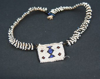 Vintage African Zulu Love Letter Beaded Choker Necklace