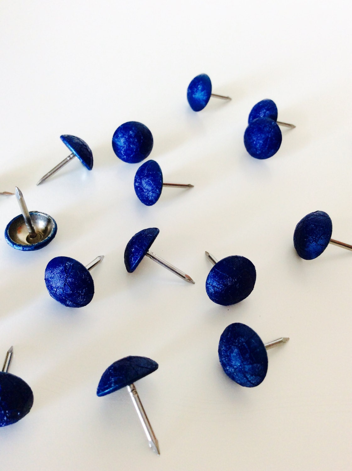 Upholstery Tacks / Blue Crackle / 7/16 inch head 1/2 inch