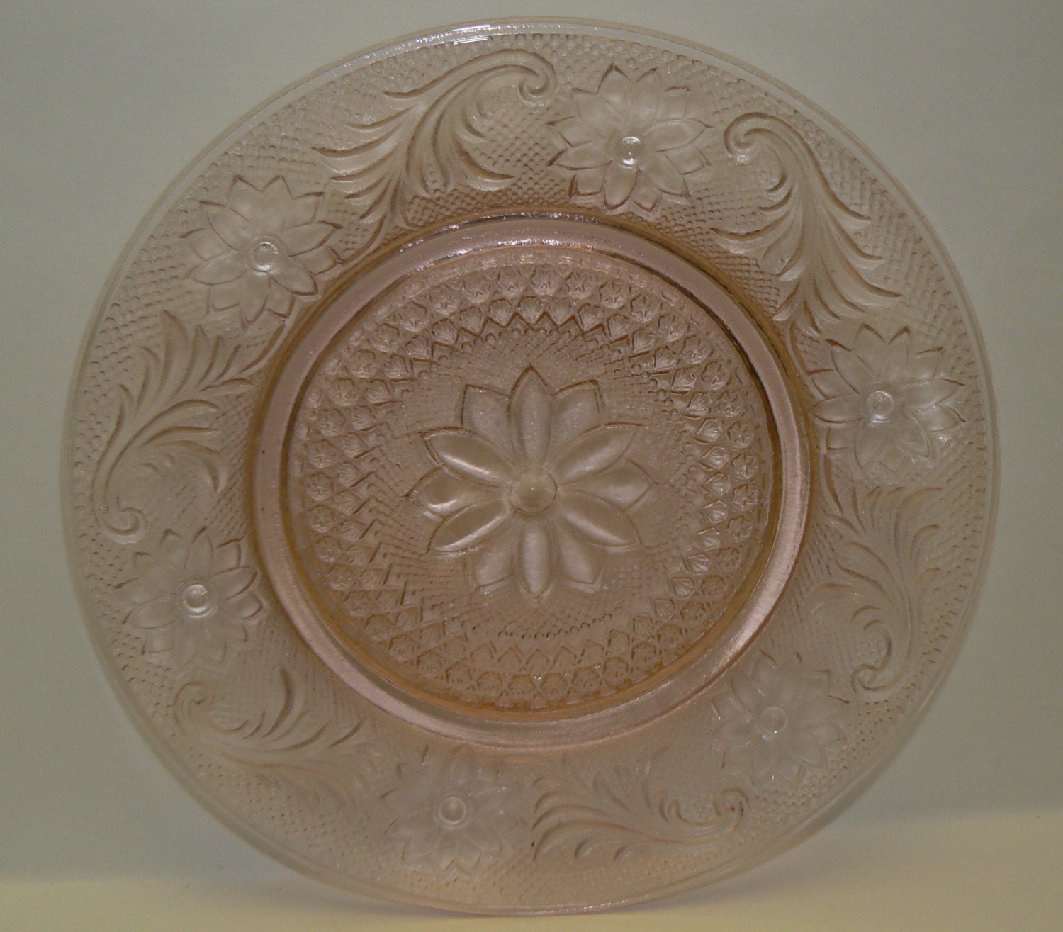 Tiara Pink Peach Sandwich Pattern Glass by TamarasTreasureTrove