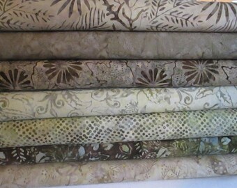 Cream Brown Green Half Yard Fabric Bundle - Moda - Color Splash - Sun Drenched