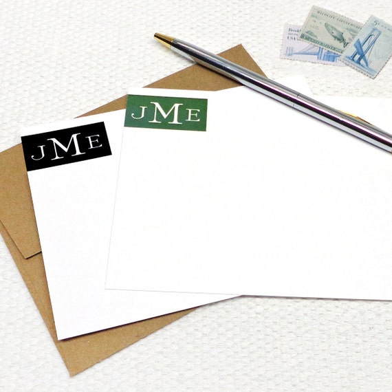 personalized flat note cards set STATELY MONOGRAM by naomilynn