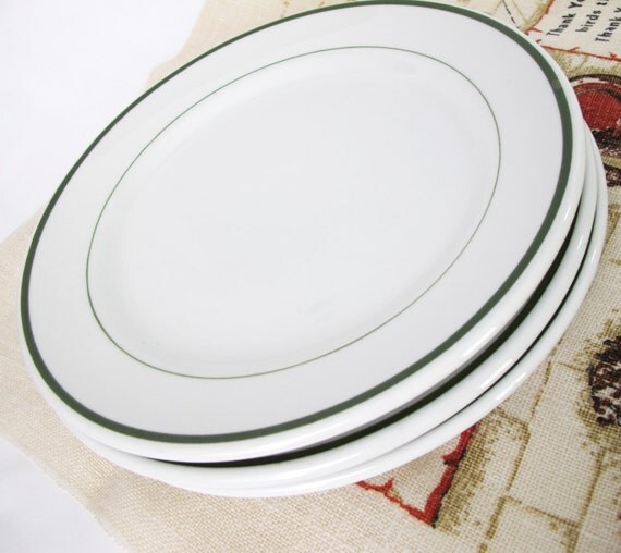 Victory Vintage Restaurant Ware China Dinner Plates by pinkpainter