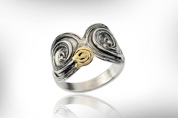 Sterling Silver and Gold Ring, Gift under 100, Silver Handcrafted Ring ...