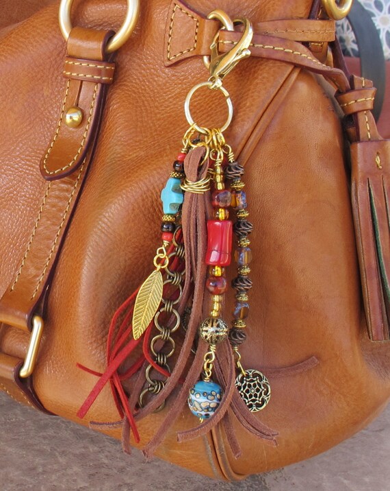 Purse Charm Charm Tassel Zipper Pull Key Chain Brass