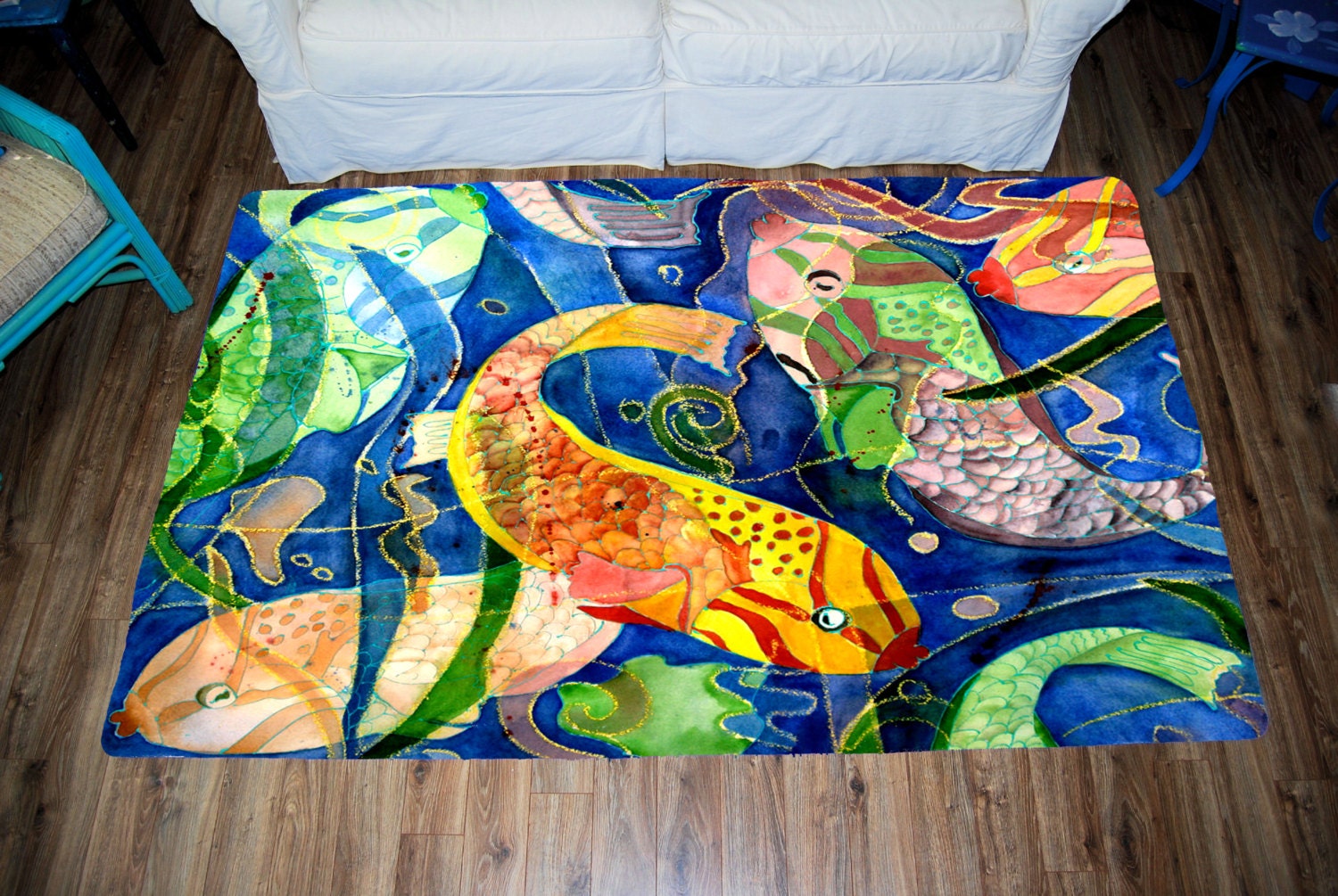Tropical Fish Large Plush Area Rug from my art
