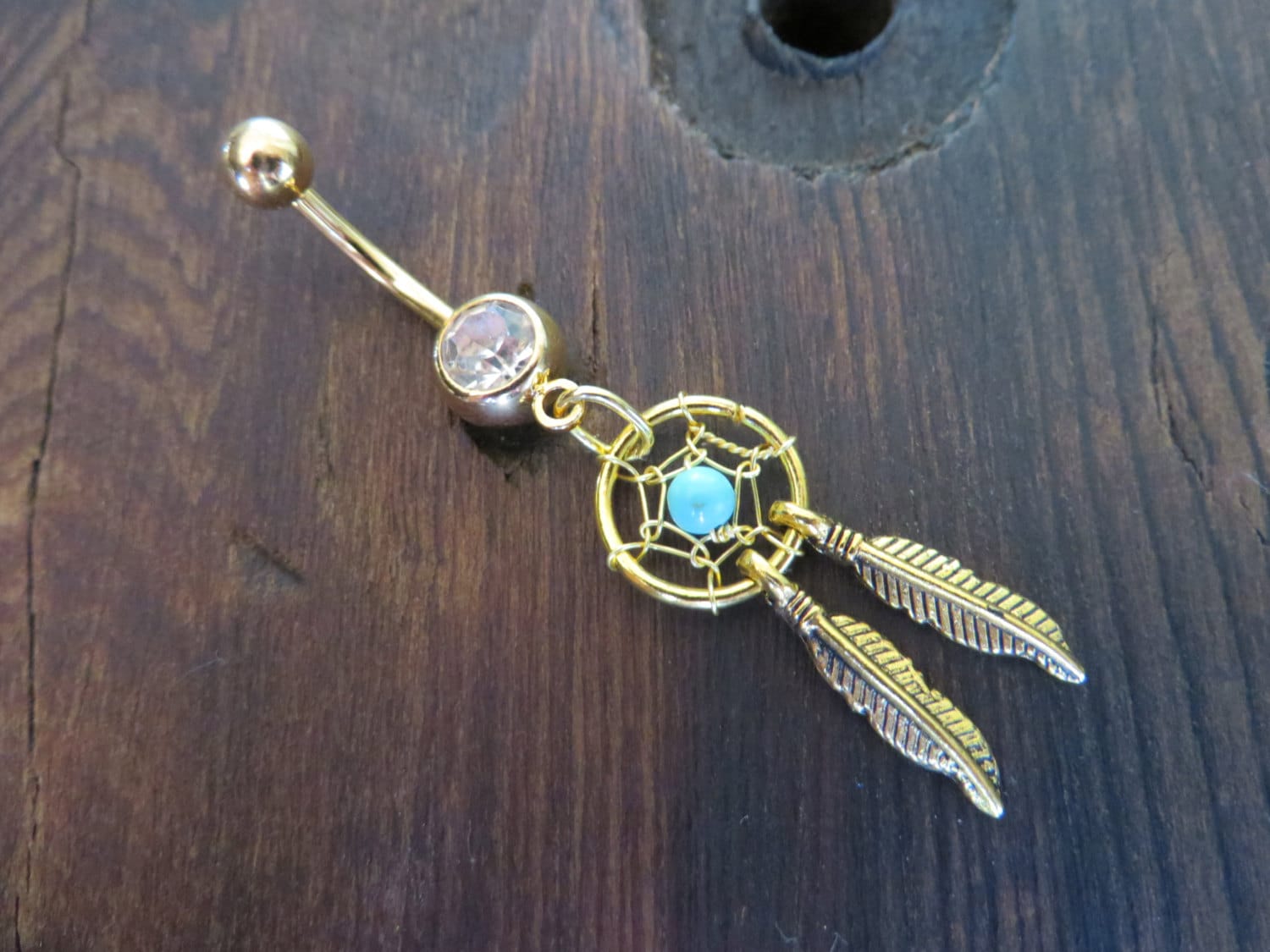 Belly Button Ring Jewelry. Gold Turquoise Dream by AzeetaDesigns