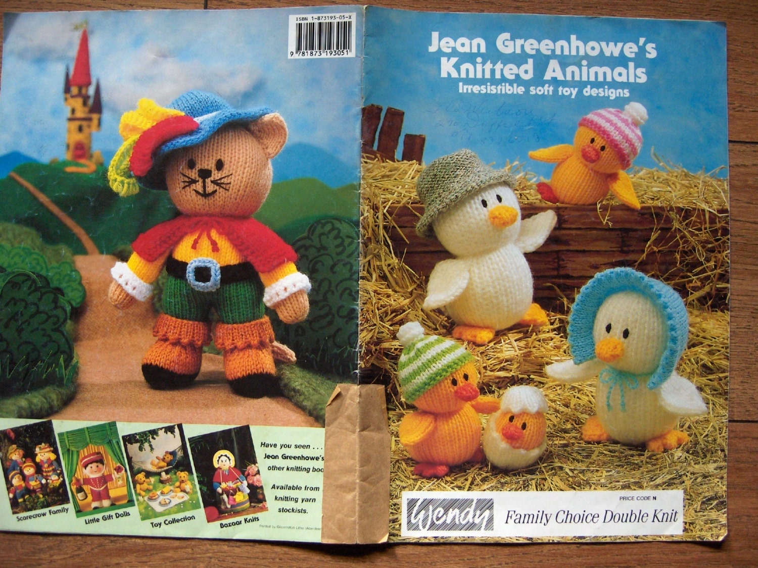 Vintage 1990 Jean GREENHOWES knitting patterns KNITTED ANIMALS