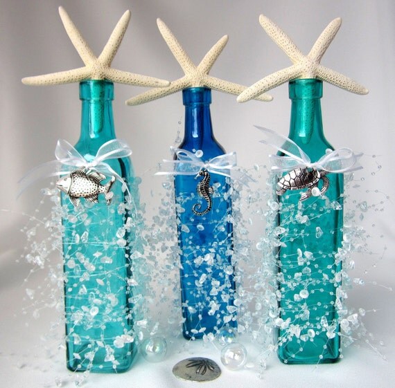 Beach Decor Decorative Bottles Nautical by beachgrasscottage