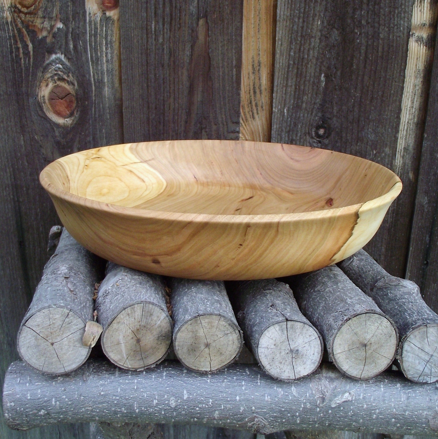 Cherry Wood Bowl Wooden Bowl Rustic Farmhouse Home Decor