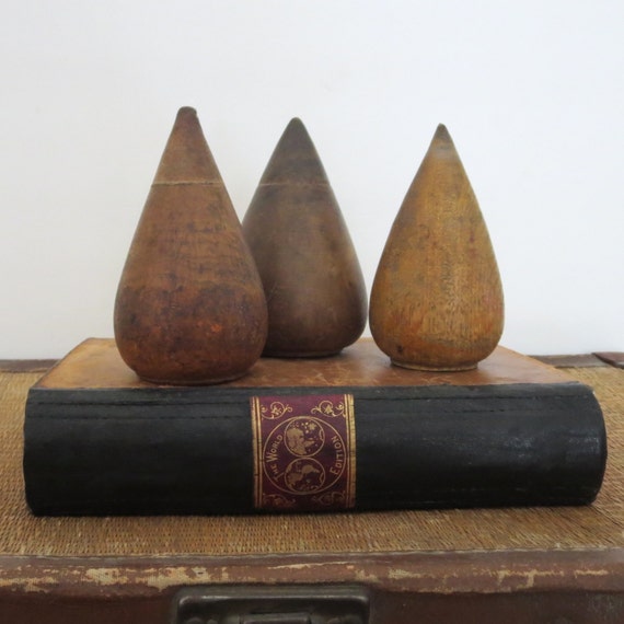 3 vintage wooden plumb bobs antique wood plumbers turnpins