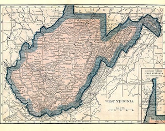 Florida map digital download at 300dpi of vintage state map