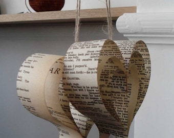 Pew End Chair and Wedding Decorations, Book Hearts, Jane Austen