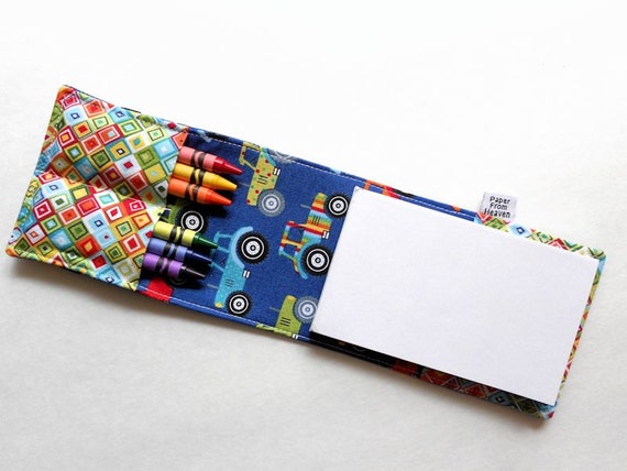 Mini Crayon Notebook - Jolly Farm - twistable crayon holder kid party favor crayon folder tractor crayon notebook wedding favor stocking