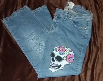 Unique hand painted jeans related items | Etsy