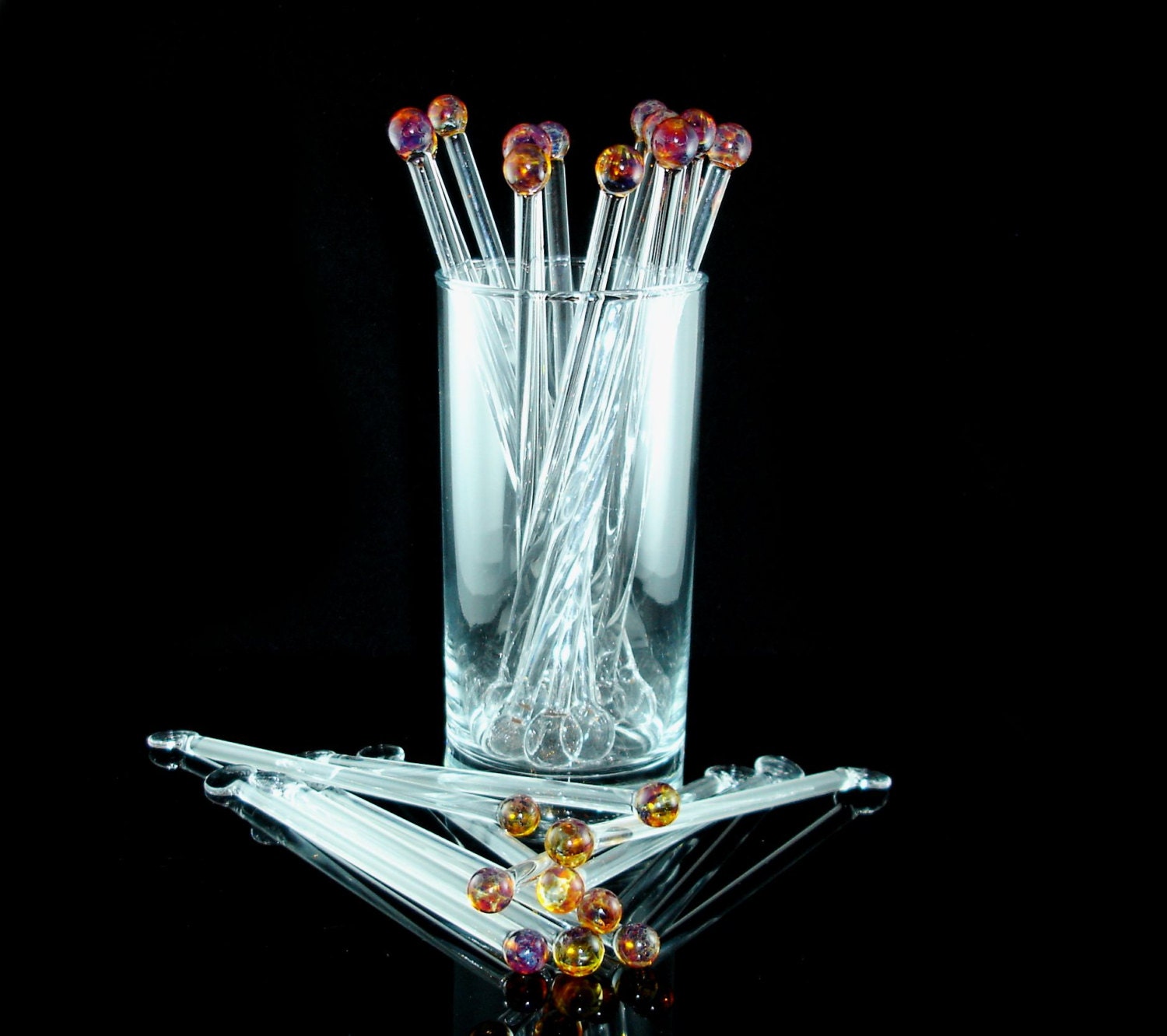Glass Drink & Coffee Stir Sticks Swizzle Sticks by JHillsGlassArt