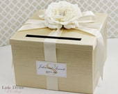 Wedding Card Box Champagne Gold Ivory Money Holder Customizable