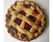 Primitive Cherry Pie Decor Scented Farmhouse Fake Food - Cherry Pie in a Rusty Pie Pan