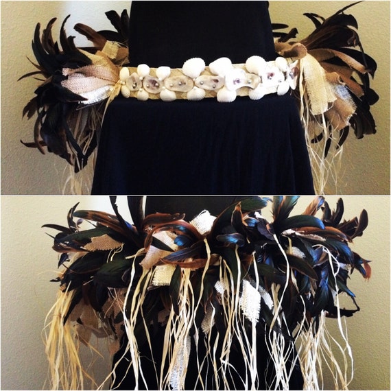 Tahitian costume tahitian feather hipbelt by KapiolaniDesigns