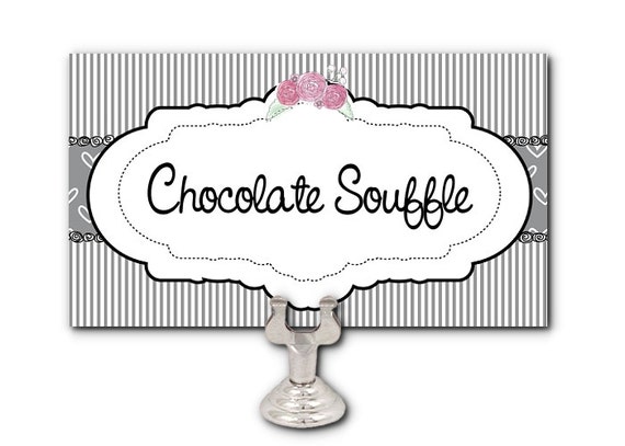 10 Flat Style Place Cards, Name Cards, Buffet Food Labels, Hearts, Stripes, Roses, Bridal Shower, Wedding, Baby Shower, Birthday Il_570xn