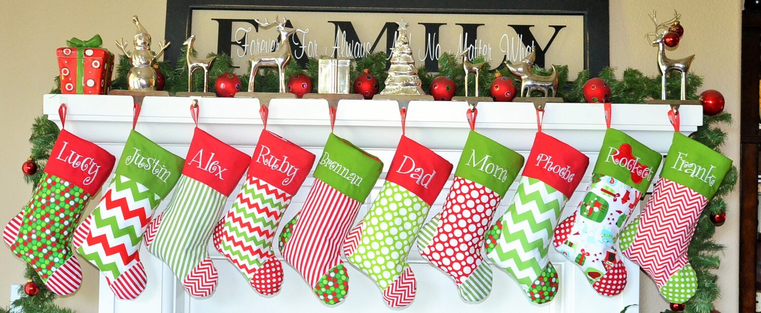 Personalized CHRISTMAS STOCKINGS Set of 10 You choose your favorite 10 Christmas stockings handmade