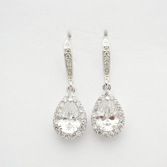 Drop Bridal Earrings Crystal Wedding Jewelry by poetryjewelry
