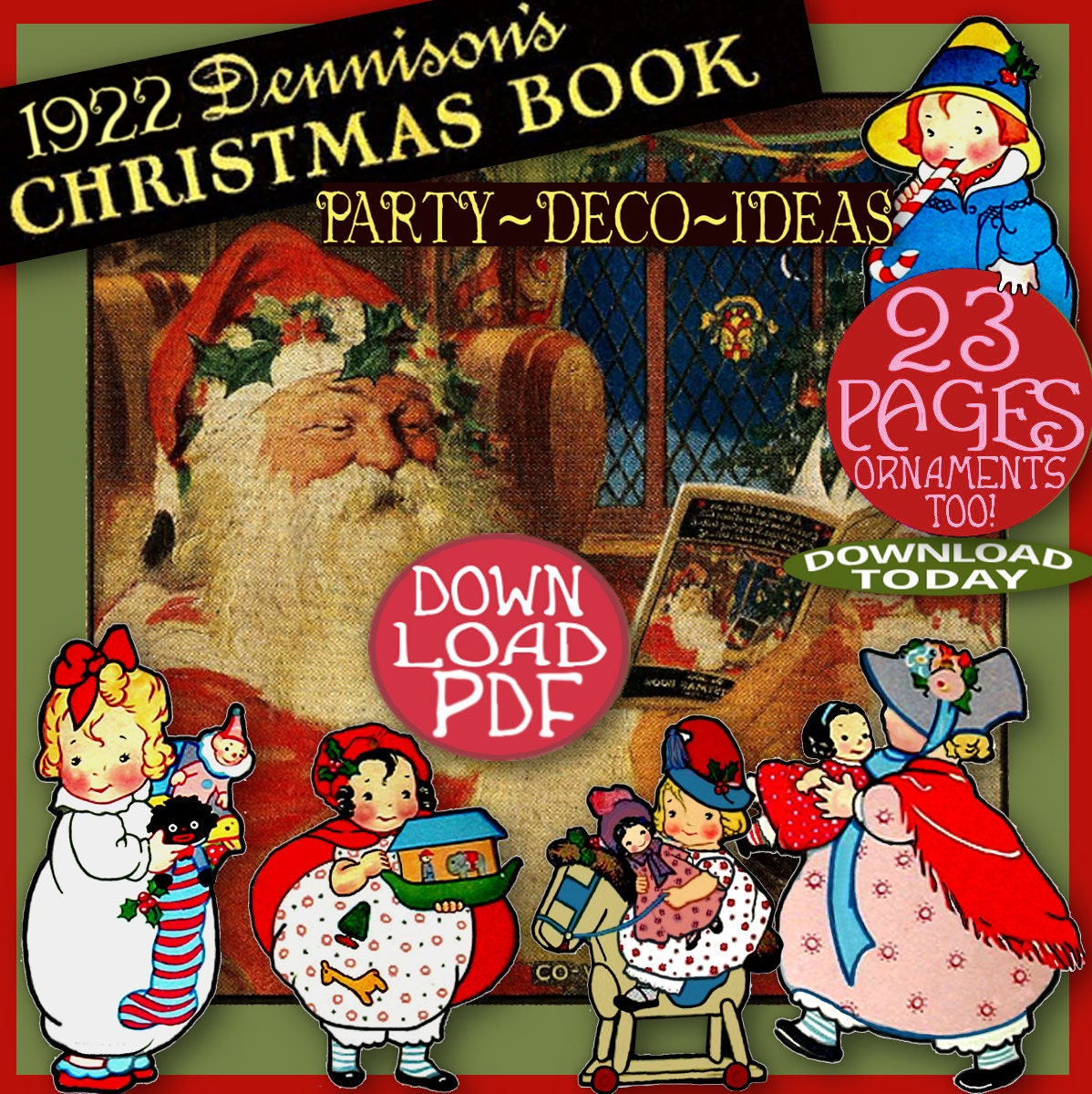 1920&#039;s Dennison CHRISTMAS Book Vintage Art Deco Xmas