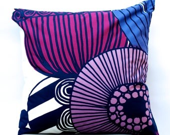24x24 Purple cushion cover made with Marimekko fabric | Purple Pillow | Marimekko pillow cover | Floral Pillow | Modern Design