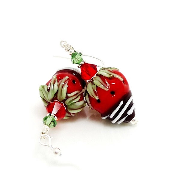 Chocolate Dipped Strawberry Earrings Valentine Earrings