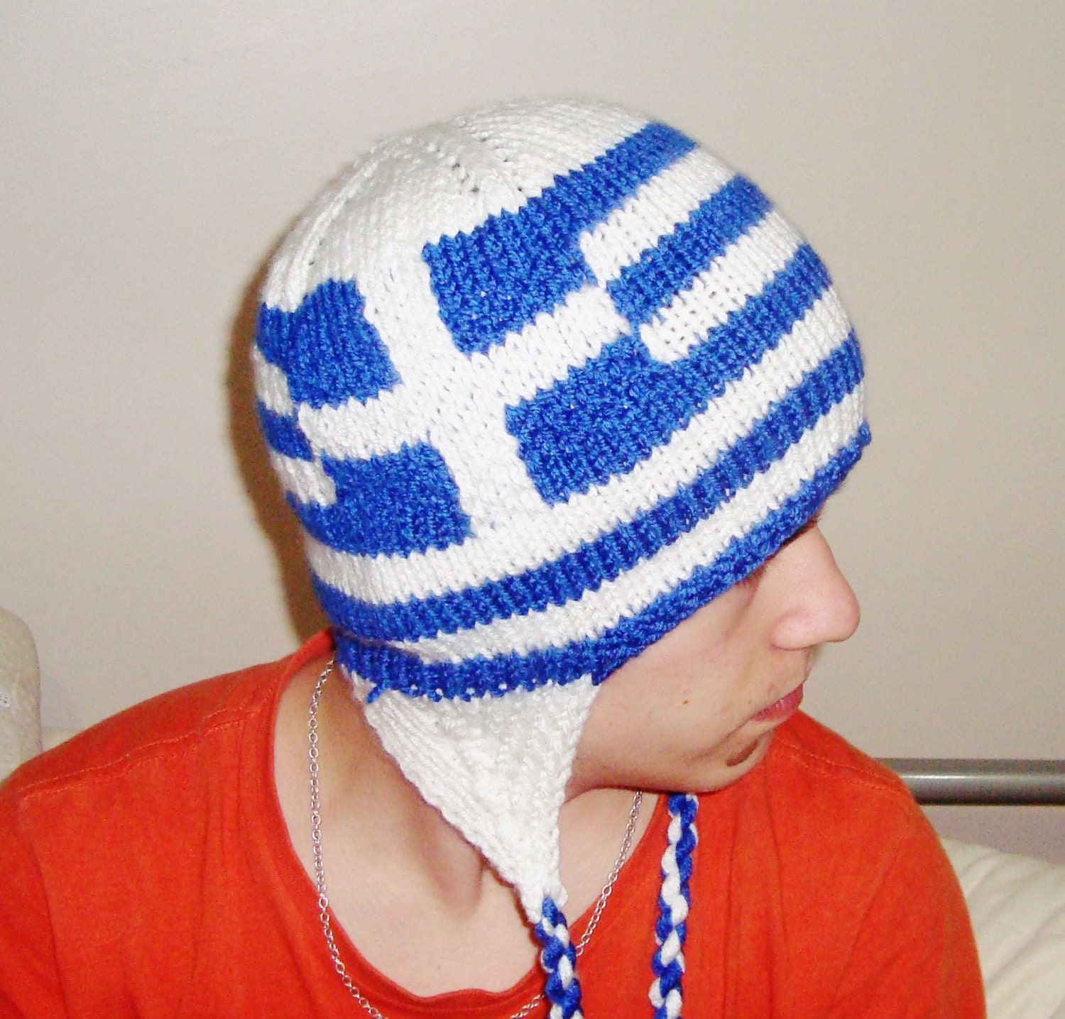 Greek Flag Hat Knit Hat Men's Hat Women's Hat