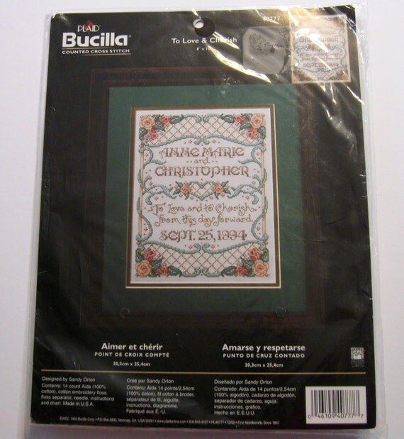 To Love & Cherish Wedding Counted Cross Stitch Kit Bucilla