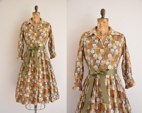 vintage 1950s dress cotton print dress by simplicityisbliss