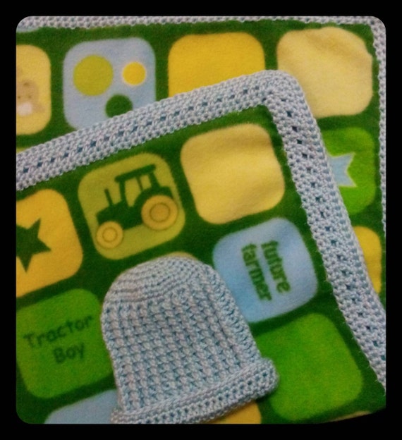 John Deere inspired Fleece and Crochet Baby by belindasbaubles